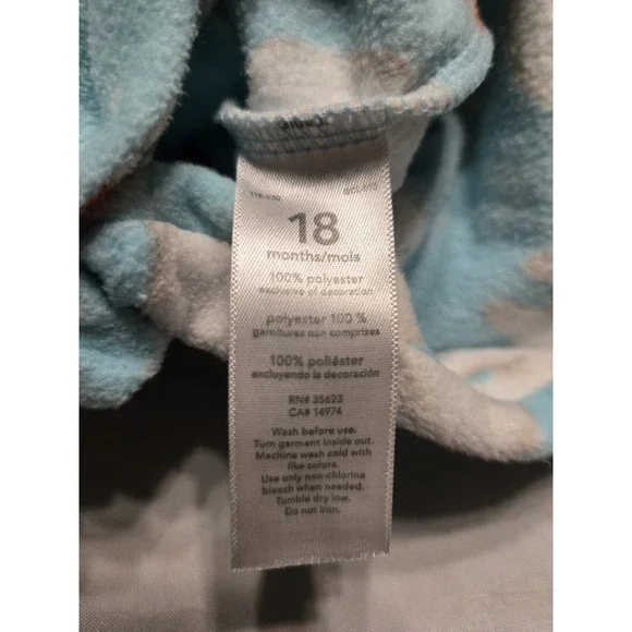 Carters‎ 18 Month Fleece Snap One Piece Polar Bears Blue Open Feet/Legs Baby - Picture 5 of 6